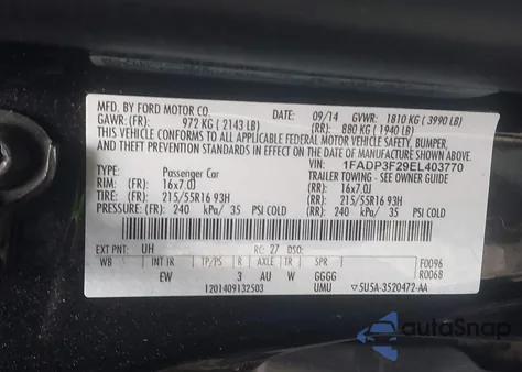 2014 Ford Focus Se from USA, damaged, VIN 1FADP3F29EL403770